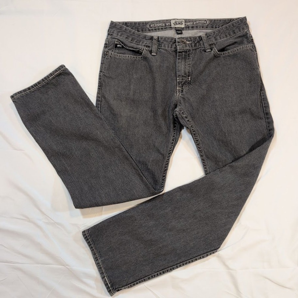 Vans Mens Jeans 32x30 Charcoal Gray Wash Straight Leg Skate Denim 100% Cotton